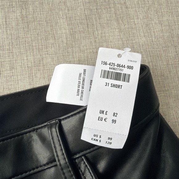 Abercrombie & Fitch Womens 12 Short Ultra High-Rise Faux Leather Straight Pant - Picture 3 of 13